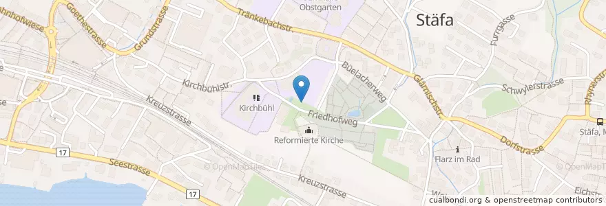 Mapa de ubicacion de Ruhebank, Nord Süd Platz en 瑞士, 蘇黎世, Bezirk Meilen, Stäfa.