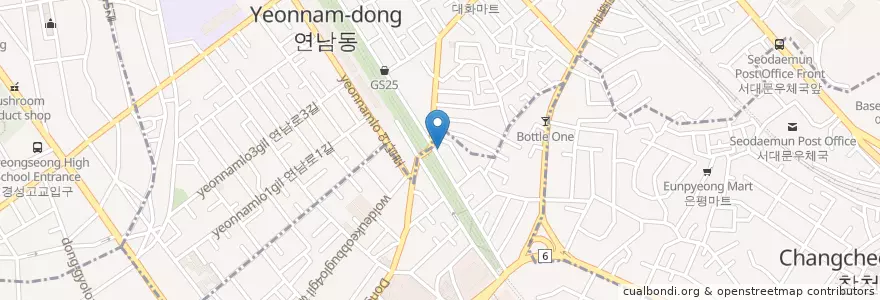 Mapa de ubicacion de Yeonnam Beach en 韩国/南韓, 首尔, 麻浦區.