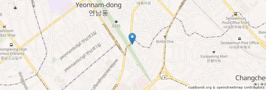Mapa de ubicacion de 연남빠니니 en Corea Del Sud, Seul, 마포구.