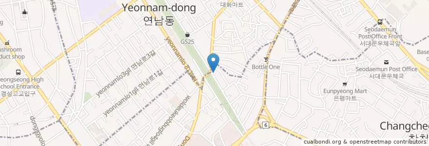 Mapa de ubicacion de 학교앞 교시 en Güney Kore, Seul, 마포구.