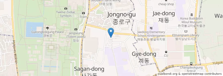 Mapa de ubicacion de 마담면 en Corea Del Sur, Seúl, 종로구, 삼청동, 종로1·2·3·4가동.