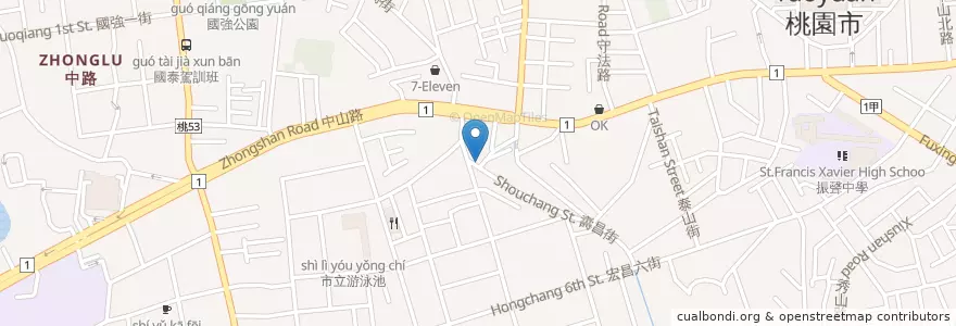 Mapa de ubicacion de 土地公廟 en 타이완, 타오위안 시, 타오위안 구.