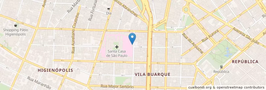 Mapa de ubicacion de Ponto de Táxi Santa Casa en Brasilien, Südosten, São Paulo, Região Geográfica Intermediária De São Paulo, Região Metropolitana De São Paulo, Região Imediata De São Paulo, São Paulo.