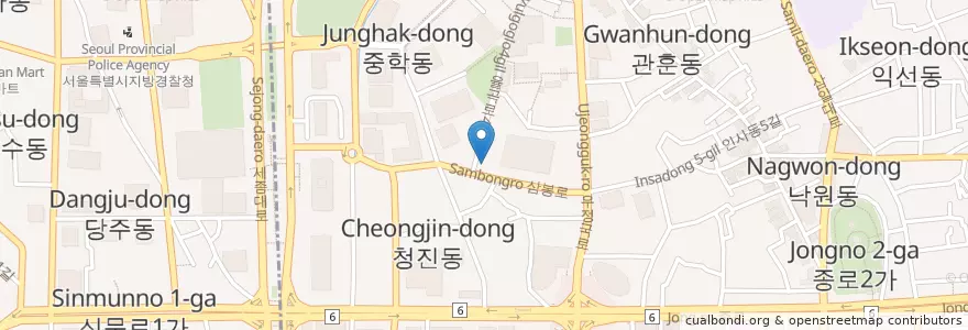 Mapa de ubicacion de 스타벅스 en Korea Selatan, 서울, 종로구, 종로1·2·3·4가동.