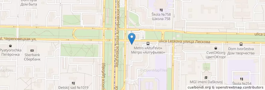 Mapa de ubicacion de Теремок en Rusia, Distrito Federal Central, Москва, Северо-Восточный Административный Округ, Район Лианозово, Район Бибирево.