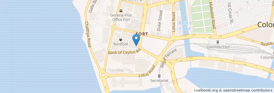 Mapa de ubicacion de Café Fort en Sri Lanka, බස්නාහිර පළාත, Distrikt Colombo, Colombo.