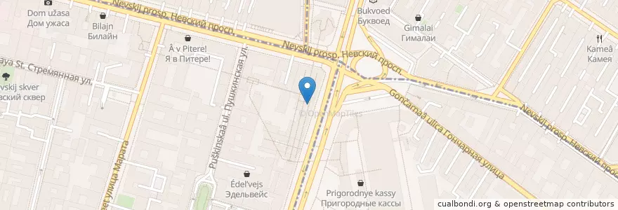 Mapa de ubicacion de А-Mega en Russie, District Fédéral Du Nord-Ouest, Oblast De Léningrad, Saint-Pétersbourg, Центральный Район, Владимирский Округ.