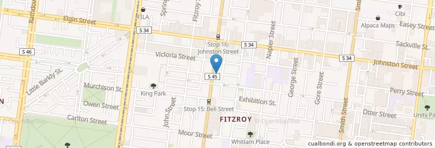 Mapa de ubicacion de Atomica Caffé en Austrália, Victoria, City Of Yarra.
