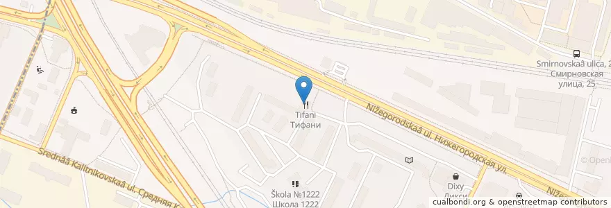 Mapa de ubicacion de Тифани en Rússia, Distrito Federal Central, Москва, Юго-Восточный Административный Округ, Нижегородский Район.