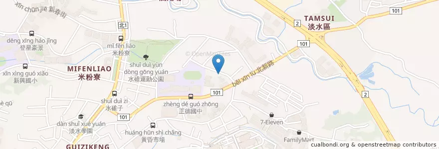 Mapa de ubicacion de 芳鄰小吃 en Tayvan, 新北市, 淡水區.