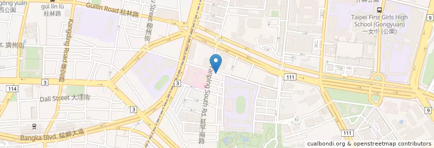 Mapa de ubicacion de Cafe365 en Taiwán, Nuevo Taipéi, Taipéi, 萬華區, 中正區.