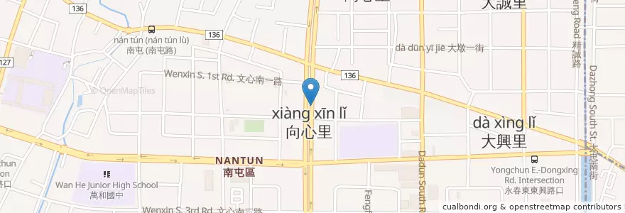 Mapa de ubicacion de 至貞中醫診所 en Taiwan, Taichung, Nantun District.