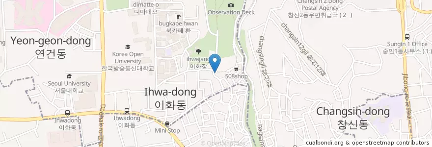 Mapa de ubicacion de Milk Gongbang en South Korea, Seoul, Jongno-Gu, Ihwa-Dong.