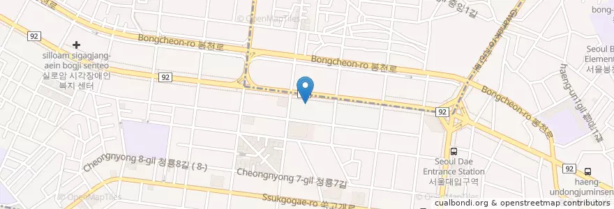 Mapa de ubicacion de 정구일정형외과의원 en Zuid-Korea, Seoel, 관악구, 청룡동.