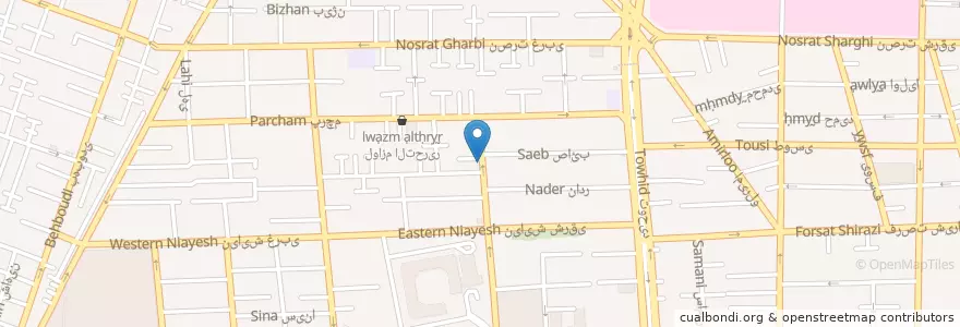 Mapa de ubicacion de پیتزا سی سی پلاس en Iran, Teheran, شهرستان تهران, Teheran, بخش مرکزی شهرستان تهران.