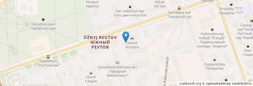 Mapa de ubicacion de Чайка en 俄罗斯/俄羅斯, Центральный Федеральный Округ, 莫斯科州, Городской Округ Реутов.