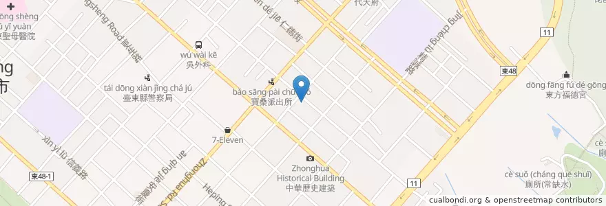 Mapa de ubicacion de 天天好飯店 en تايوان, مقاطعة تايوان, مقاطعة تايتونغ, 臺東市.