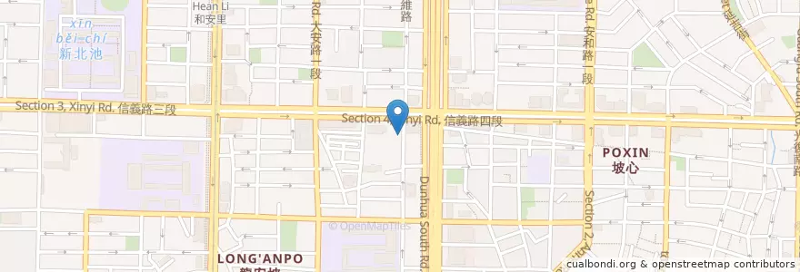 Mapa de ubicacion de 奧瑞岡義大利餐廳 en Taiwán, Nuevo Taipéi, Taipéi, 大安區.