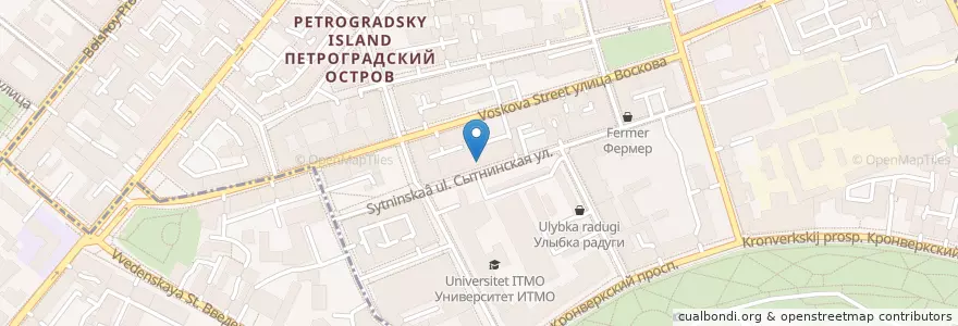 Mapa de ubicacion de Царь-Пышка en Russia, Northwestern Federal District, Leningrad Oblast, Saint Petersburg, Petrogradsky District, Округ Кронверкское.