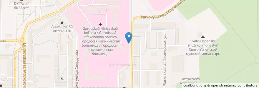Mapa de ubicacion de Здесь аптека en Rusland, Centraal Federaal District, Oblast Toela, Городской Округ Новомосковск.