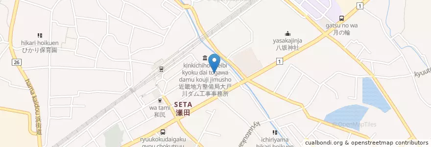 Mapa de ubicacion de 麺匠 たに鶏 en Japan, Shiga Prefecture, Otsu.