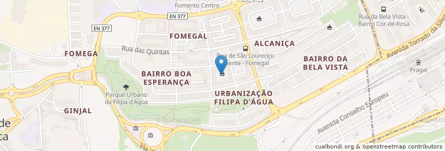 Mapa de ubicacion de CEAS - Centro Educativo e Apoio Social (Casa Pia de Lisboa) en Portogallo, Área Metropolitana De Lisboa, Setúbal, Península De Setúbal, Almada, Caparica E Trafaria.