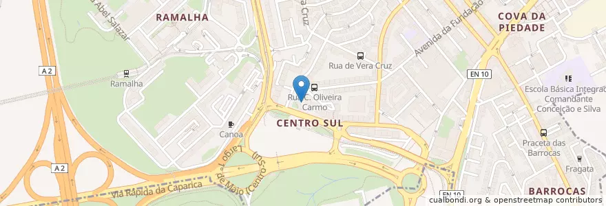 Mapa de ubicacion de Creche e Jardim de Infância do Pão de Açucar (AIPICA) en 포르투갈, Área Metropolitana De Lisboa, Setúbal, Península De Setúbal, Almada.