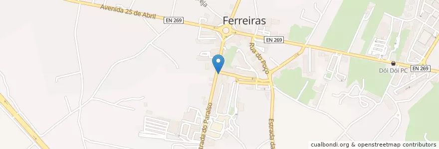 Mapa de ubicacion de Ricanu en Portugal, Algarve, Algarve, Faro, Albufeira, Ferreiras.