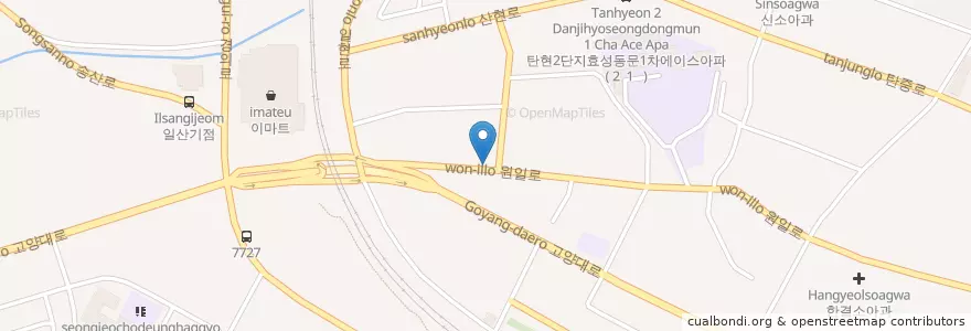 Mapa de ubicacion de 옛날장터치킨 일산동점 en Республика Корея, Кёнгидо, Коян, 일산서구.