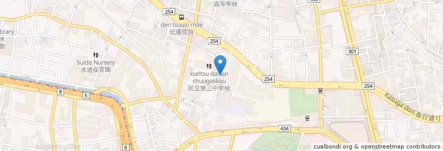 Mapa de ubicacion de 常泉院 en 日本, 東京都, 文京区.
