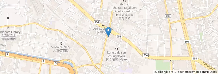 Mapa de ubicacion de 朝日信用金庫 en Japan, Tokyo, Bunkyo.