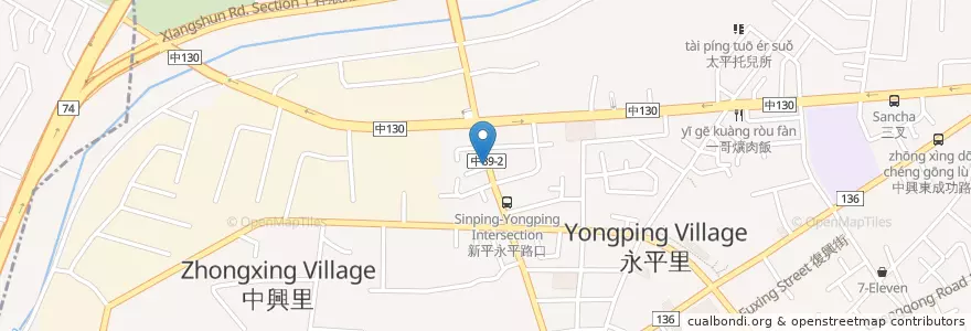 Mapa de ubicacion de 正好佳現炒 新平店 en Taïwan, Taichung, 太平區.