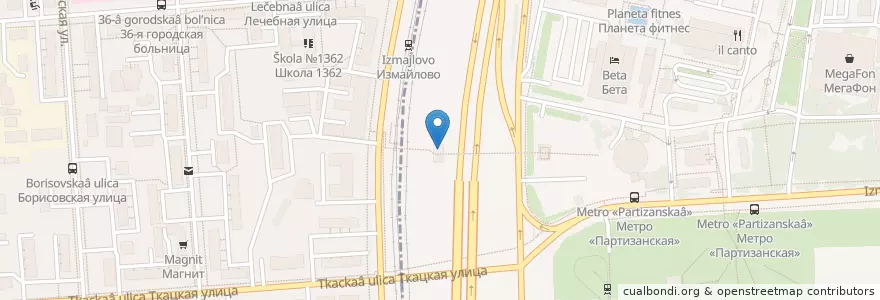 Mapa de ubicacion de Olyvka Cafe en Россия, Центральный Федеральный Округ, Москва, Восточный Административный Округ, Район Измайлово, Район Соколиная Гора.