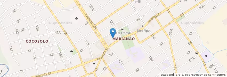 Mapa de ubicacion de Secundaria Básica Aguilera Maceira en キューバ, La Habana, Marianao.