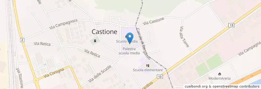 Mapa de ubicacion de Biblioteca della scuola media di Castione en Switzerland, Ticino, Distretto Di Bellinzona, Circolo Di Arbedo-Castione, Arbedo-Castione.
