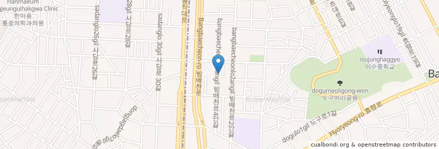Mapa de ubicacion de 카페 투앤드모멘트 en 대한민국, 서울, 방배동.