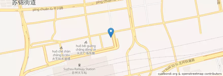 Mapa de ubicacion de 苏州站北广场公交枢纽 en 중국, 쑤저우시, 장쑤성, 구쑤구, 苏锦街道.