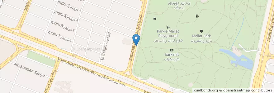 Mapa de ubicacion de Azadi bus station en Iran, Razavi Khorasan, Mashhad County, Mashhad, بخش مرکزی شهرستان مشهد.