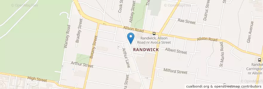 Mapa de ubicacion de Subway en Australia, Nuovo Galles Del Sud, Sydney, Randwick City Council.