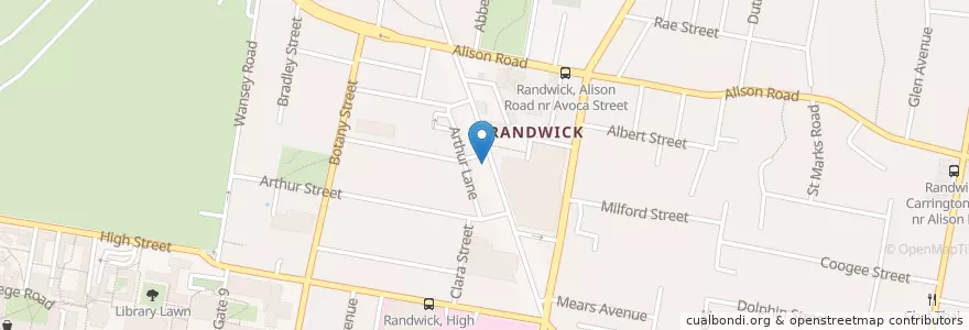 Mapa de ubicacion de Randwick Community Pharmacy en Australië, Nieuw-Zuid-Wales, Sydney, Randwick City Council.