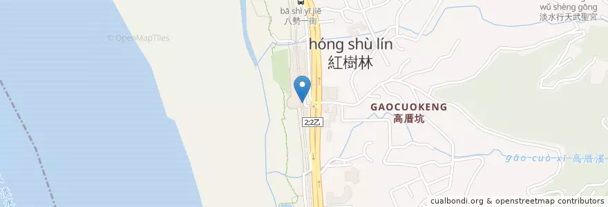 Mapa de ubicacion de 捷運紅樹林站轉乘停車場 en Taïwan, Nouveau Taipei, Tamsui.