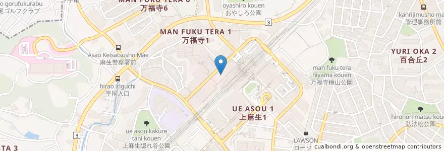 Mapa de ubicacion de 獅子丸 en 일본, 가나가와현, 川崎市, 아사오 구.
