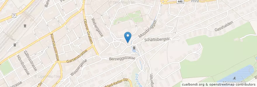 Mapa de ubicacion de Restaurant Drahtseilbahn en スイス, ザンクト・ガレン州, Wahlkreis St. Gallen, St. Gallen.