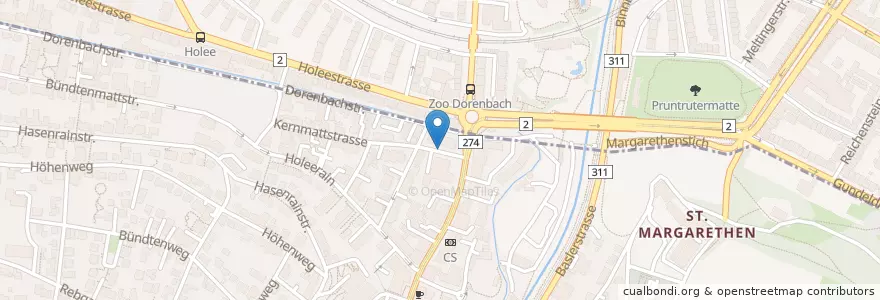 Mapa de ubicacion de Kernmattstrasse en 瑞士, Basel-Stadt, Basel.