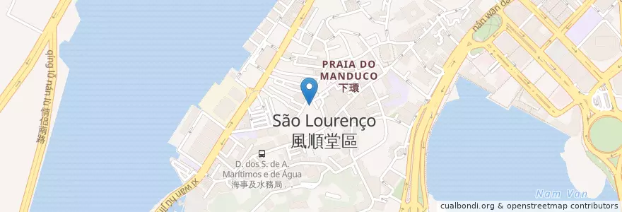 Mapa de ubicacion de 亭一亭素食漢堡 en China, Makau, Guangdong, 澳門 Macau, 珠海市, 香洲区.