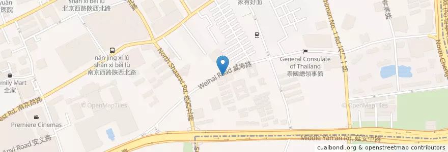 Mapa de ubicacion de 三丰元美食 en چین, شانگهای, 静安区.