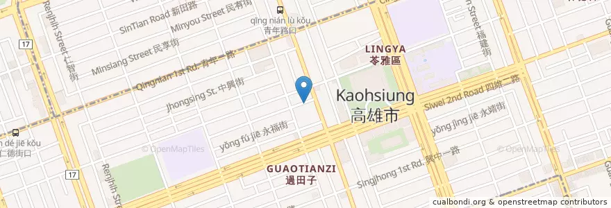 Mapa de ubicacion de 一盞咖啡 en 台湾, 高雄市, 苓雅区.
