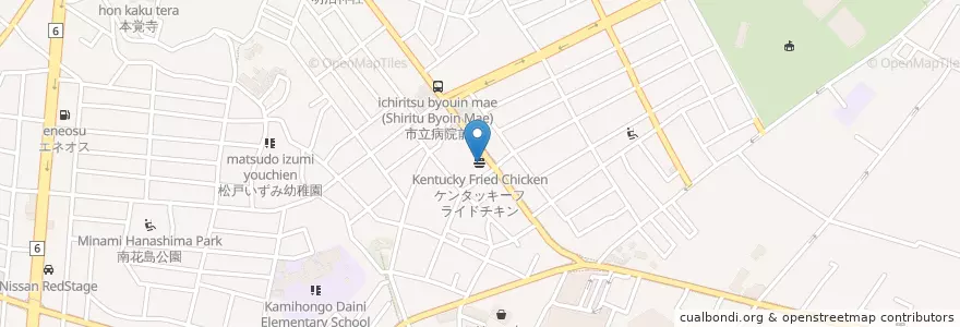 Mapa de ubicacion de ケンタッキーフライドチキン en Япония, Тиба, 松戸市.