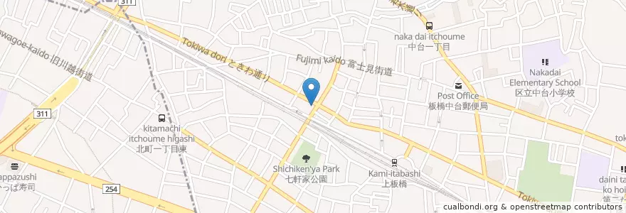 Mapa de ubicacion de 城北信用金庫 en Japan, 東京都, 板橋区.