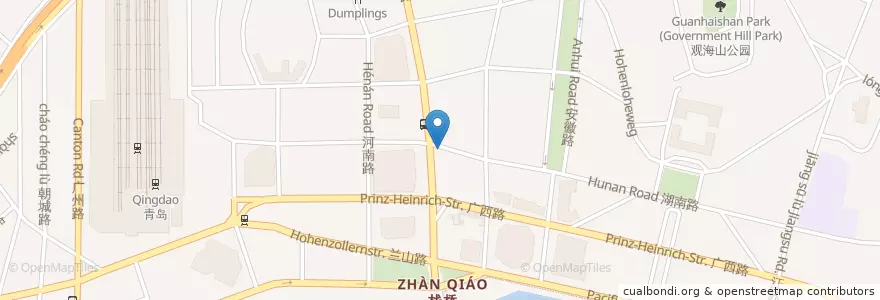 Mapa de ubicacion de 中山燒烤 en الصين, شاندونغ, مدينة تشينغداو, 市南区.